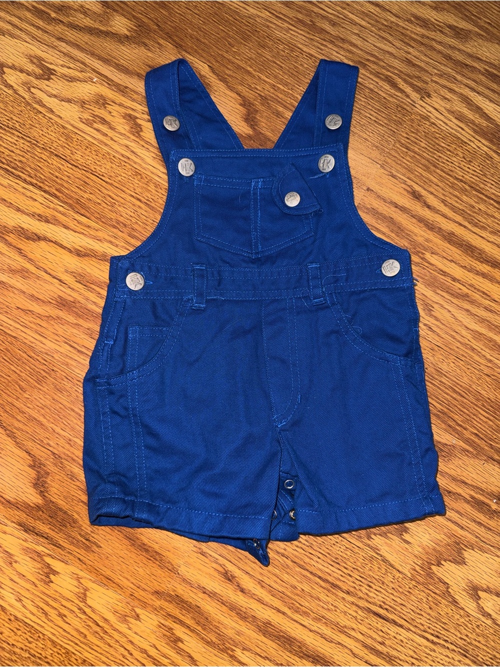 Vintage Toddler Blue Denim-Style Short Overalls